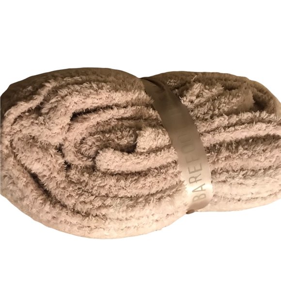 Barefoot Dreams Cozy Blanket with Heathered Stripe Light Tan Beige New NWT - Picture 9 of 9